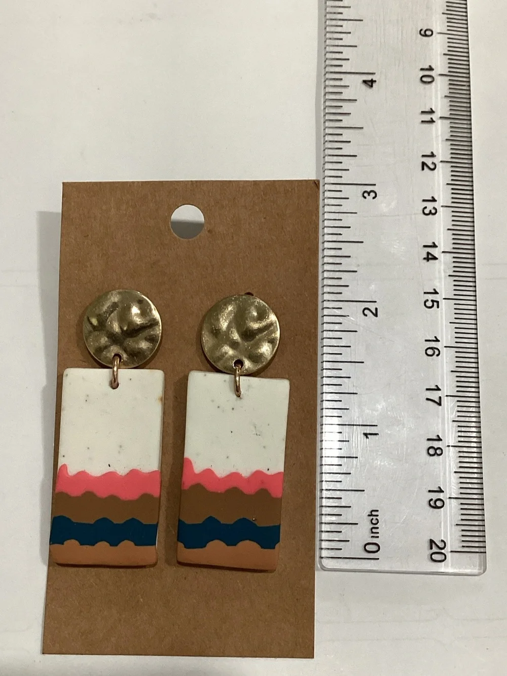 Gold Top Multicolor Layered Rectangle Dangle Earrings